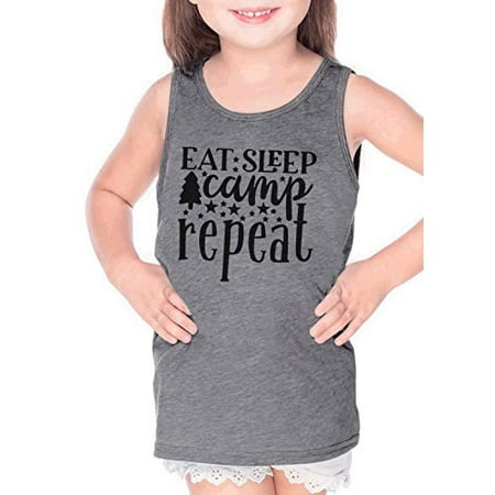 7 ate 9 Apparel Kids Eat. Sleep. Camp. Repeat. Grey Tank Top