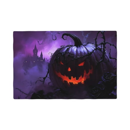 Table Placemats Set of 4 - Halloween Purple Pumpkin 12x18 In Faux Linen Double Heat Resistant Place Mats Cloth Indoor/Outdoor Placemats Washable Table Mats for Dining Kitchen Party 
Table Placemats Set of 4 - Halloween Purple Pumpkin 12x18 In Faux Linen Double Heat Resistant Place Mats Cloth Indoor/Outdoor Placemats Washable Table Mats for Dining Kitchen Party