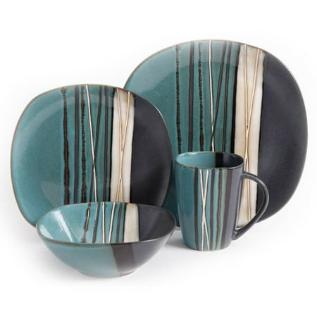 SHUAIGEGE Bazaar Teal 16-piece Dinnerware Set