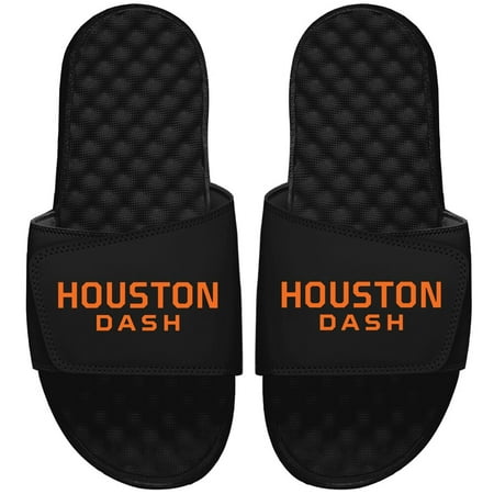 Men s ISlide Black Houston Dash Wordmark Logo Slide Sandals
