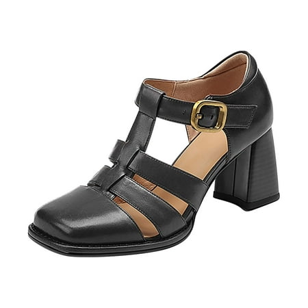 PMUYBHF Sandals for Women for Wedding Women s High Heel Shoes Fashion Literary Retro Hollow Roman Shoes Pu Leather Heeled Sandals Teachers College Student Shoe
PMUYBHF Sandals for Women for Wedding Women s High Heel Shoes Fashion Literary Retro Hollow Roman Shoes Pu Leather Heeled Sandals Teachers College Student Shoe