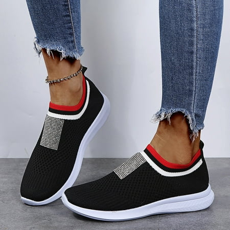 Aayomet Women s Casual Shoes Size 12 On Casual Mesh Slip Shoes Women s Casual Dress Shoes for Women with Arch Support Black 8.5