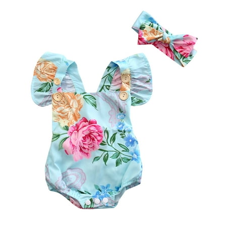 CenturyX Newborn Baby Girls Floral Printed Romper Set Ruffles Sleeve Bodysuit with Headband Summer Clothes Blue 1-2 Years
CenturyX Newborn Baby Girls Floral Printed Romper Set Ruffles Sleeve Bodysuit with Headband Summer Clothes Blue 1-2 Years