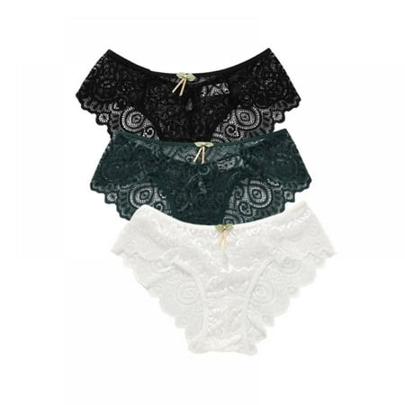3 Pack Lace Underwear For Women Mid Rise Briefs Plus Size Panties