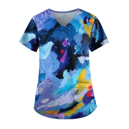 TKing Fashion Independence Day Women Plus Size Scrubs Top V-Neck Short Sleeve Printed Pockets Work Blouse for Women Blue XL
TKing Fashion Independence Day Women Plus Size Scrubs Top V-Neck Short Sleeve Printed Pockets Work Blouse for Women Blue XL