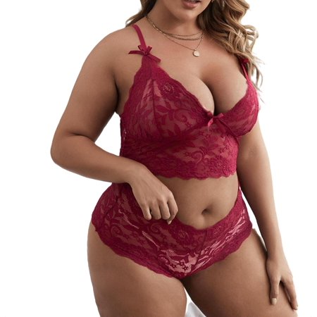 Plain Sexy Sets Plus Size Sexy Lingerie Women s Burgundy