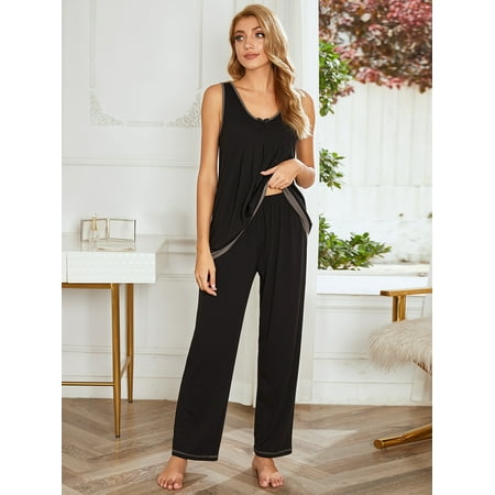 FridayIn Home style Round neck Solid color Color contrast Basic fitness Female Pajama