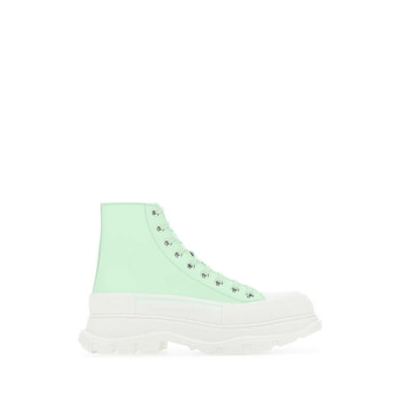 ALEXANDER MCQUEEN MAN Sea Green Leather Tread Slick Sneakers