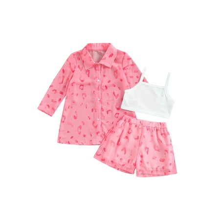 Calsunbaby Kids Girls 3Pcs Outfits Leopard Print Long Sleeve Shirts + Sling Vests + Elastic Waist Shorts Clothes Sets Pink 6-7 Years
Calsunbaby Kids Girls 3Pcs Outfits Leopard Print Long Sleeve Shirts + Sling Vests + Elastic Waist Shorts Clothes Sets Pink 6-7 Years