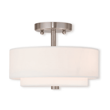 Flush Mounts 2 Light With Off White Fabric Hardback Shade Metal Brushed Nickel size 11 in - World of Crystal
Flush Mounts 2 Light With Off White Fabric Hardback Shade Metal Brushed Nickel size 11 in - World of Crystal