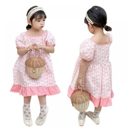 Toddler Baby Girls Print Ruffles Princess Dress Sundress Clothes Outfit 1-5T