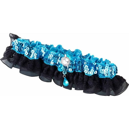 Sequin and Satin Garter Aqua