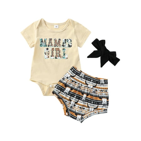 Mother s Day Outfit 3Pcs Summer Toddler Baby Girls Western Clothes Sets Letter Print Short Sleeve Bodysuits+Graphic Cattle Print Shorts+Headband
Mother s Day Outfit 3Pcs Summer Toddler Baby Girls Western Clothes Sets Letter Print Short Sleeve Bodysuits+Graphic Cattle Print Shorts+Headband