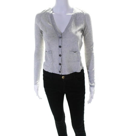 Pre-owned|Jigsaw Womens Wool Blend V-Neck Button Down Cardigan Gray Size S