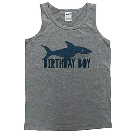 7 ate 9 Apparel Boy s Birthday Boy Shark Grey Tank Top