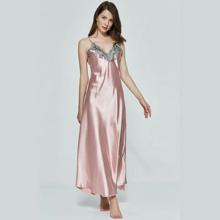 Women s V-neck Satin Silk Sling Pajama Long Nightdress Lace Lingerie Nightgown Sleepshirts Robe Dress Babydoll
Women s V-neck Satin Silk Sling Pajama Long Nightdress Lace Lingerie Nightgown Sleepshirts Robe Dress Babydoll