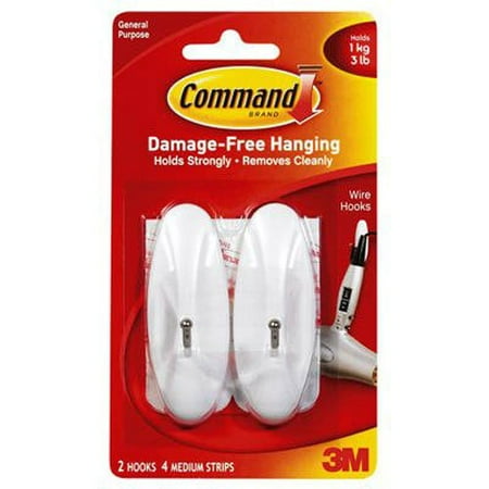 3M 92127 Command Medium Wire Hooks Pack of 2