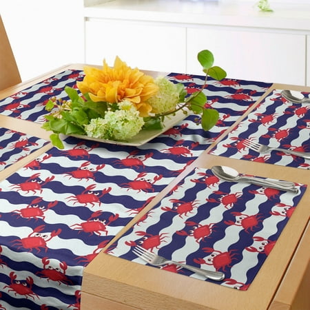 Crabs Table Runner & Placemats Nautical Maritime Theme Crabs on Striped Background Illustration Print Set for Dining Table Decor Placemat 4 pcs + Runner 12 x90 Red and Navy Blue by Ambesonne
Crabs Table Runner & Placemats Nautical Maritime Theme Crabs on Striped Background Illustration Print Set for Dining Table Decor Placemat 4 pcs + Runner 12 x90 Red and Navy Blue by Ambesonne