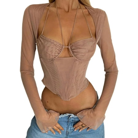 Women Long Sleeve Crop Top Deep V Neck Cropped Shirt Top Blouse Sexy Low Cut Bustier Top Y2K Fashion Streetwear
Women Long Sleeve Crop Top Deep V Neck Cropped Shirt Top Blouse Sexy Low Cut Bustier Top Y2K Fashion Streetwear