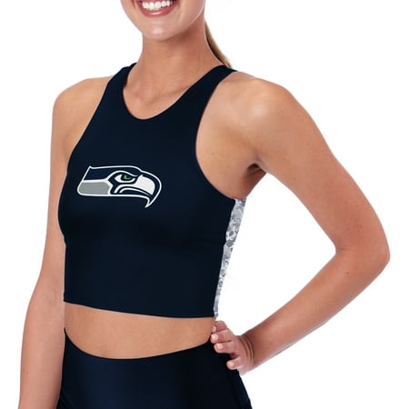 Women s Certo Navy Seattle Seahawks Logo High Neck Midi Bra