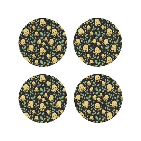 Fuzoiu Octopuses And Leaves Print Leather Coasters Set Drink Coasters Set of 4 for Tabletop Protection Durable PVC Coasters Home Décor and Housewarming Gift-Round Shape 
Fuzoiu Octopuses And Leaves Print Leather Coasters Set Drink Coasters Set of 4 for Tabletop Protection Durable PVC Coasters Home Décor and Housewarming Gift-Round Shape