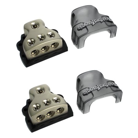 2) ROCKFORD FOSGATE RFD4 0/1/4-Gauge Ga Car Audio Distribution Blocks 1-In 3-Out