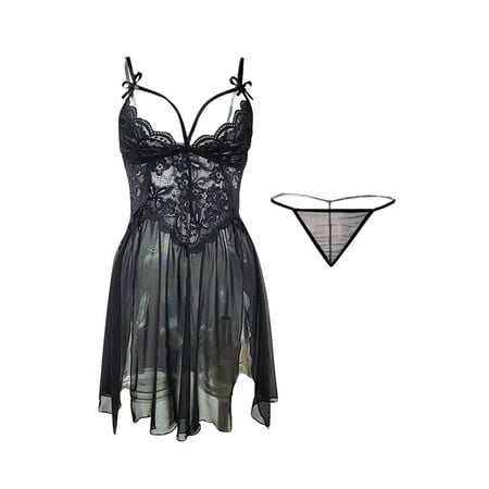 Womens Summer 2Pcs Lingerie Sets Sleeveless Lace Sheer Sling Nightdress with Low Waist Thong
Womens Summer 2Pcs Lingerie Sets Sleeveless Lace Sheer Sling Nightdress with Low Waist Thong