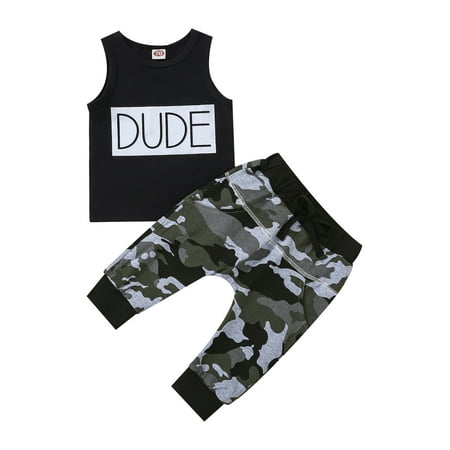2Pcs Toddler Boys Summer Outfit Sleeveless O Neck Letter Print Vest and Camouflage Pants
2Pcs Toddler Boys Summer Outfit Sleeveless O Neck Letter Print Vest and Camouflage Pants