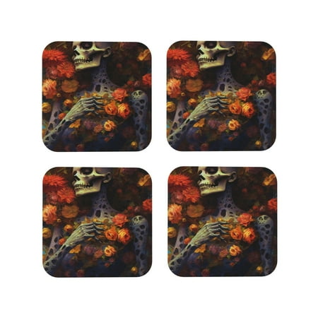Fuzoiu Vintage Floral Skull Print Leather Coasters Set Drink Coasters Set of 4 for Tabletop Protection Durable PVC Coasters Home Décor and Housewarming Gift-Square
Fuzoiu Vintage Floral Skull Print Leather Coasters Set Drink Coasters Set of 4 for Tabletop Protection Durable PVC Coasters Home Décor and Housewarming Gift-Square