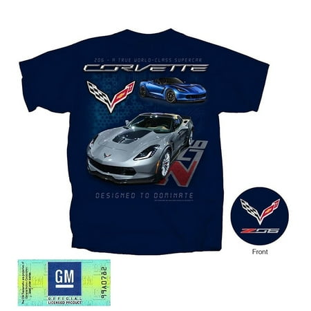 C7 Corvette - Z06 DESIGNED TO DOMINATE T-shirt : Navy (Small)