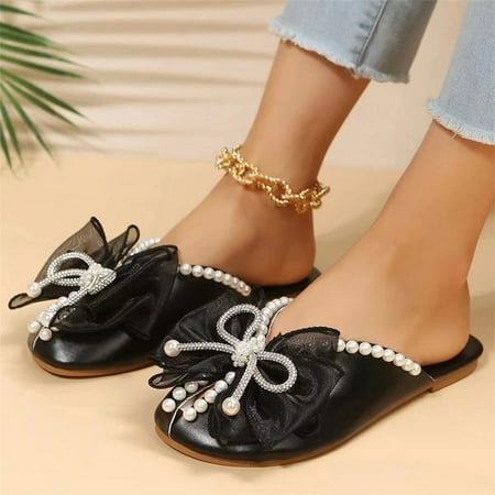 XIAQUJ Ladies Summer Outer Solid Colour Rhinestone Pearl Bow Elegant Hollow Breathable Large Size Sandals Slippers Sandals for Women Black 7(38)
XIAQUJ Ladies Summer Outer Solid Colour Rhinestone Pearl Bow Elegant Hollow Breathable Large Size Sandals Slippers Sandals for Women Black 7(38)
