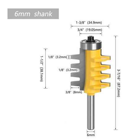 BAMILL 6/8mm 1/4inch Shank Rail Reversible Finger Joint Glue Router Bit Milling Cutter
BAMILL 6/8mm 1/4inch Shank Rail Reversible Finger Joint Glue Router Bit Milling Cutter