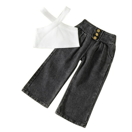 GWAABD Girls Summer Clothes White Cotton Toddler Kids Baby Girls Ribbed Vest T Shirt Tops Denim Jeans Long Pants 2PCS Outfits Clothes Set 100
GWAABD Girls Summer Clothes White Cotton Toddler Kids Baby Girls Ribbed Vest T Shirt Tops Denim Jeans Long Pants 2PCS Outfits Clothes Set 100