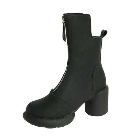 QYZEU Womens Wedges Sandals Boots With Heel Women Ladies British Style Solid Color Leather Front Zipper Round Thick High Heeled Fashion Short Boots
QYZEU Womens Wedges Sandals Boots With Heel Women Ladies British Style Solid Color Leather Front Zipper Round Thick High Heeled Fashion Short Boots