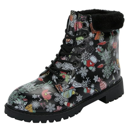 Women S Ankle Boots Winter Plush Christmas Printed Leather Lace Up Thick Heeled Short Boots
Women S Ankle Boots Winter Plush Christmas Printed Leather Lace Up Thick Heeled Short Boots
