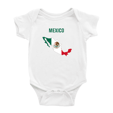 Mexico Map Flag Cute Baby Clothes Unisex (White 18-24 Months)