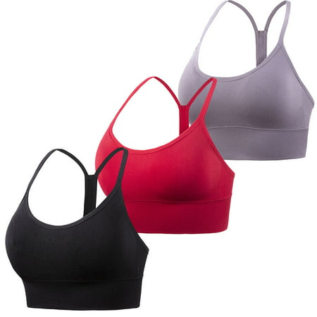 

3PCS Racerback Sports Bras Padded Y-shape Back Cropped Bras for Yoga Workout Fitness Low Impact SET 02 XXL