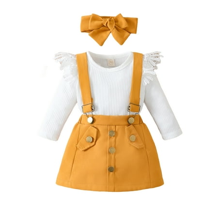 PBaeM Infant Girls Long Sleeve Romper And Suspender Skirt And Headband 3Pcs Outfit Sets 
PBaeM Infant Girls Long Sleeve Romper And Suspender Skirt And Headband 3Pcs Outfit Sets