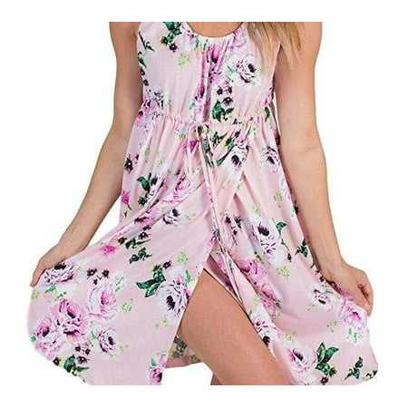 Pregnant Woman Skirt Light Floral Print Sleeveless Elastic Maternity Nightdress
