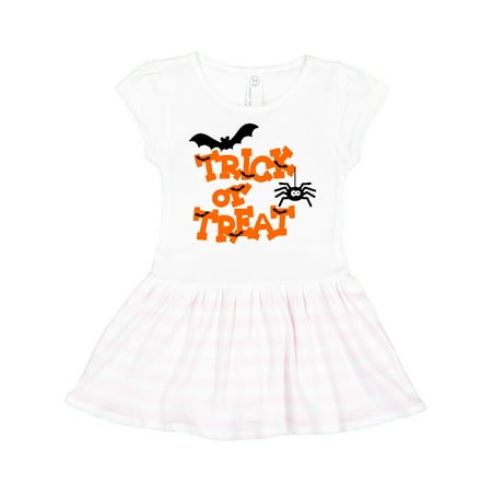 Inktastic Halloween Trick-or-Treat with Spider and Bats Gift Toddler Girl Dress