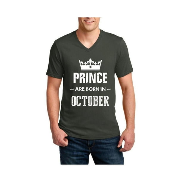 Birthday Gift Prince are Born in October Men's V-Neck Short Sleeve T-Shirt
