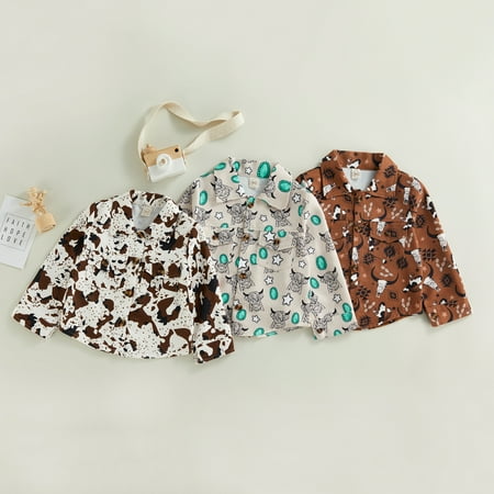 GuliriFei Toddler Baby Boys Cow Print Shirt Jacket Long Sleeve Button Down Shacket Western Cowboy Top Fall Winter Clothes
GuliriFei Toddler Baby Boys Cow Print Shirt Jacket Long Sleeve Button Down Shacket Western Cowboy Top Fall Winter Clothes