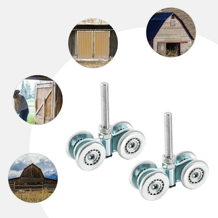CNCEST 2 Pcs Sliding Door Roller Track Roller Wheels with Box Rail Strut Channel Kit