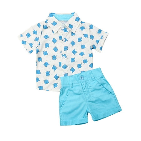 Calsunbaby Toddler Baby Boys Summer Clothes Set Short Sleeve Elephant Print Shirt Shorts Kids 2Pcs Suit Outfit Blue 12-18 Months
Calsunbaby Toddler Baby Boys Summer Clothes Set Short Sleeve Elephant Print Shirt Shorts Kids 2Pcs Suit Outfit Blue 12-18 Months