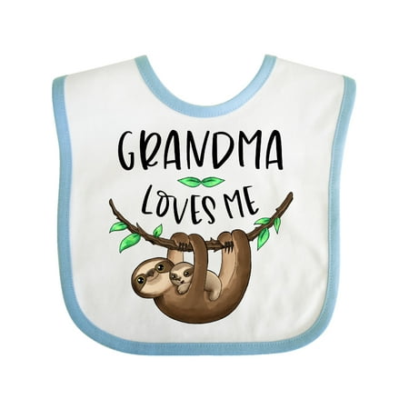 Inktastic Grandma Loves Me Cute Sloth and Baby Gift Baby Boy or Baby Girl Bib
