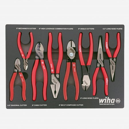 Wiha 34682 Classic Grip Pliers and Cutters Tray Set 8 Pieces