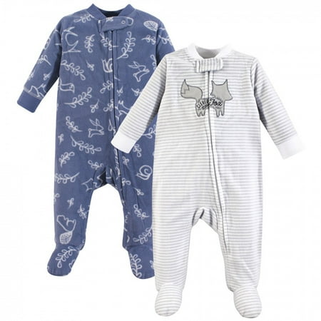 Yoga Sprout Baby Boy Fleece Zipper Sleep and Play 2pk Forest 6-9 Months