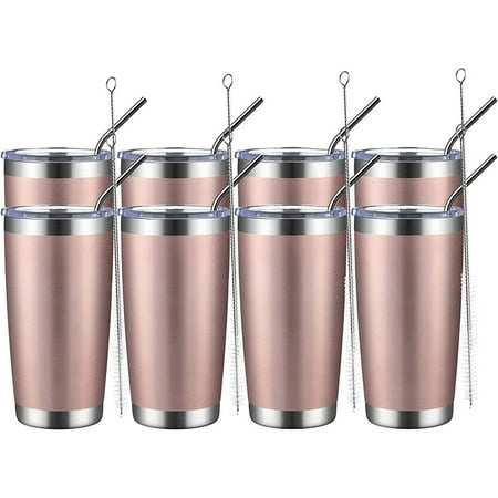 20Oz stainless steel tumblers with lid and straw double wall vacuum insulated travel coffee mugs powder coated thermal mugs for hot and cold drinks (rose gold set of 8).
20Oz stainless steel tumblers with lid and straw double wall vacuum insulated travel coffee mugs powder coated thermal mugs for hot and cold drinks (rose gold set of 8).