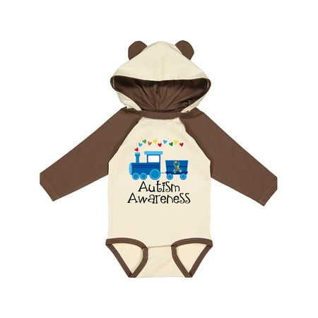 Inktastic Autism Awareness Ribbon Train Gift Baby Boy or Baby Girl Long Sleeve Bodysuit