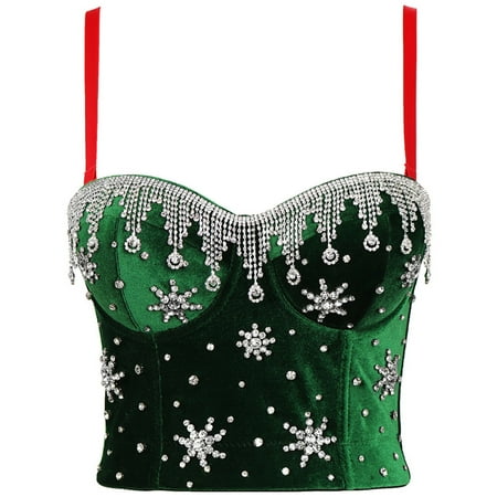 YUUZONE Women Christmas Velvet Bustier Bra Snowflake for Rhinestone Sling Corset Crop To
YUUZONE Women Christmas Velvet Bustier Bra Snowflake for Rhinestone Sling Corset Crop To